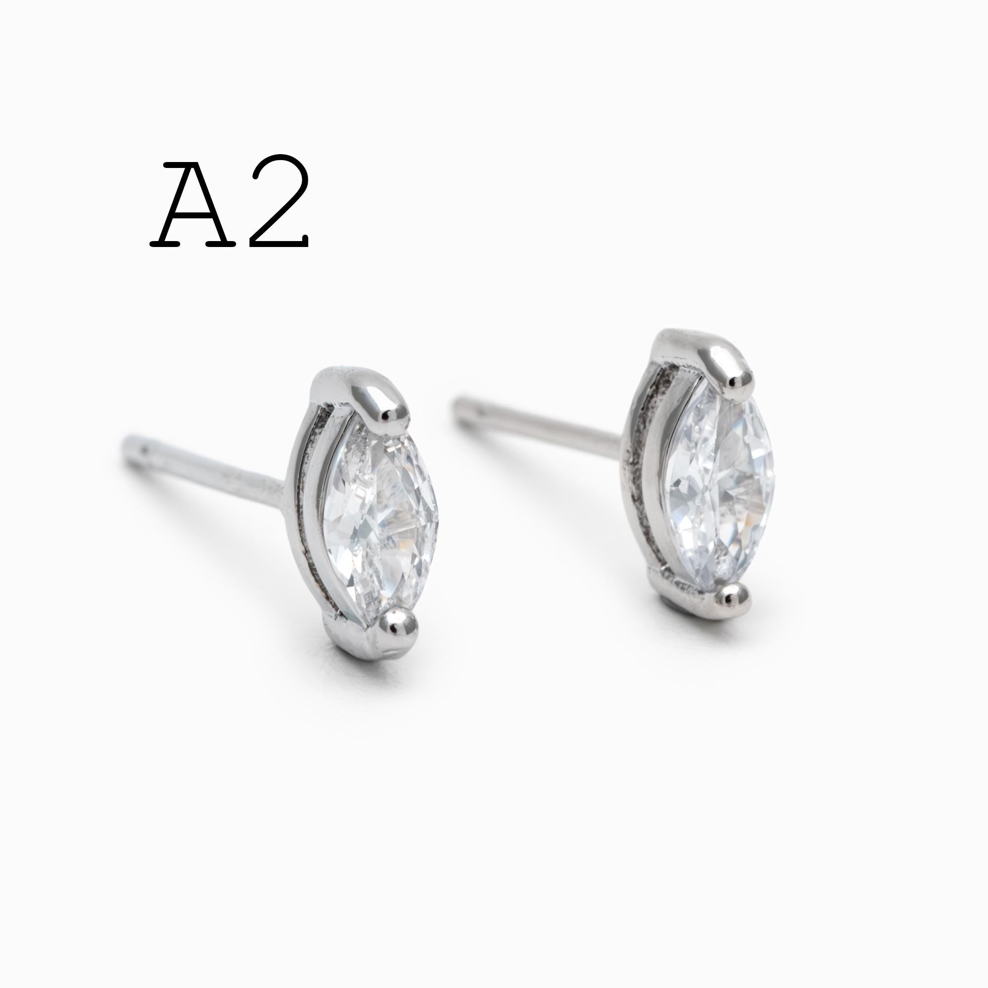 10pcs CZ Pave Daity Earring Studs, 18K Gold/ Rhodium plated Brass Ear Posts, Geometric Earring Findings (#GB-2618)